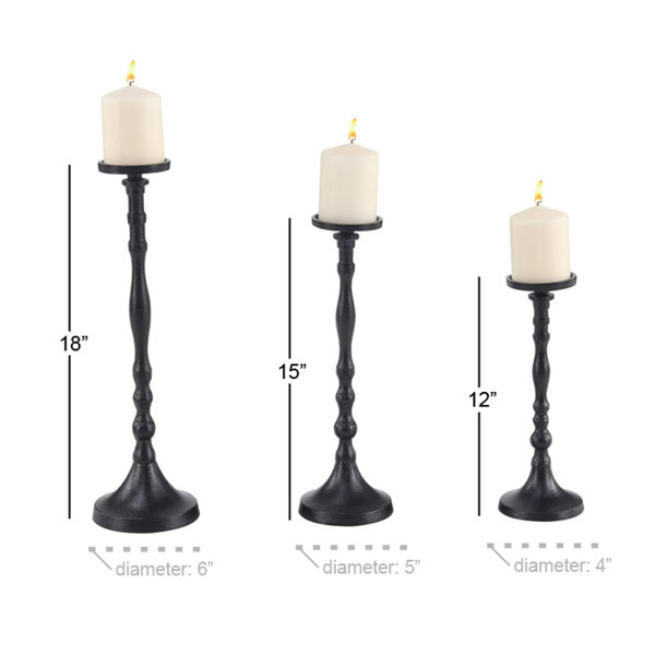 Three Posts™ 3 Piece Traditional Tall Metal Candlestick Set & Reviews